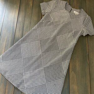 Calvin Klein Black Houndstooth Knee Length Stretch Lined Fall Dress Size 4 (UU)